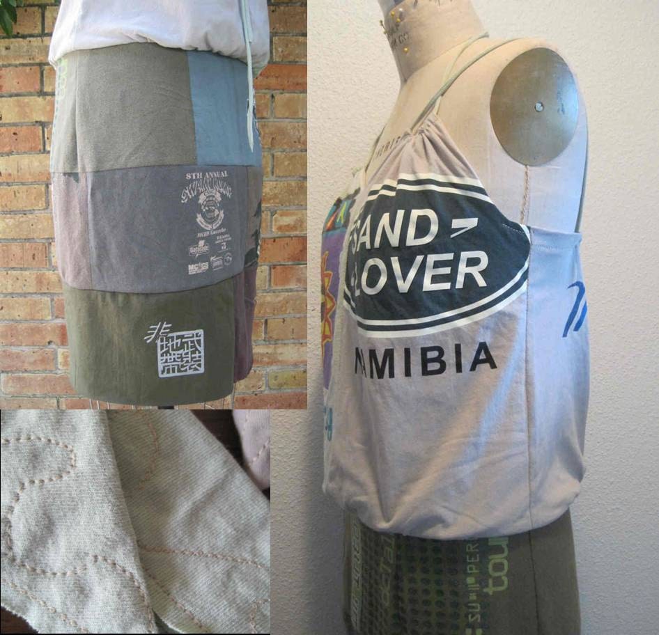 Recycled T shirt Dress Sundress Mini Dress Beach Cover Up Ombre neutral colors Eco Friendly  Vegan  Size M/Lg
