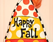 Fall Autumn Candy Corn Burlap Door Hanger Decoration HUGE - Polka Dots Halloween