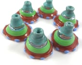 Lampwork beads glass set, Lampwork Beads set, lampwork beads - Retro Bells (6) SRA