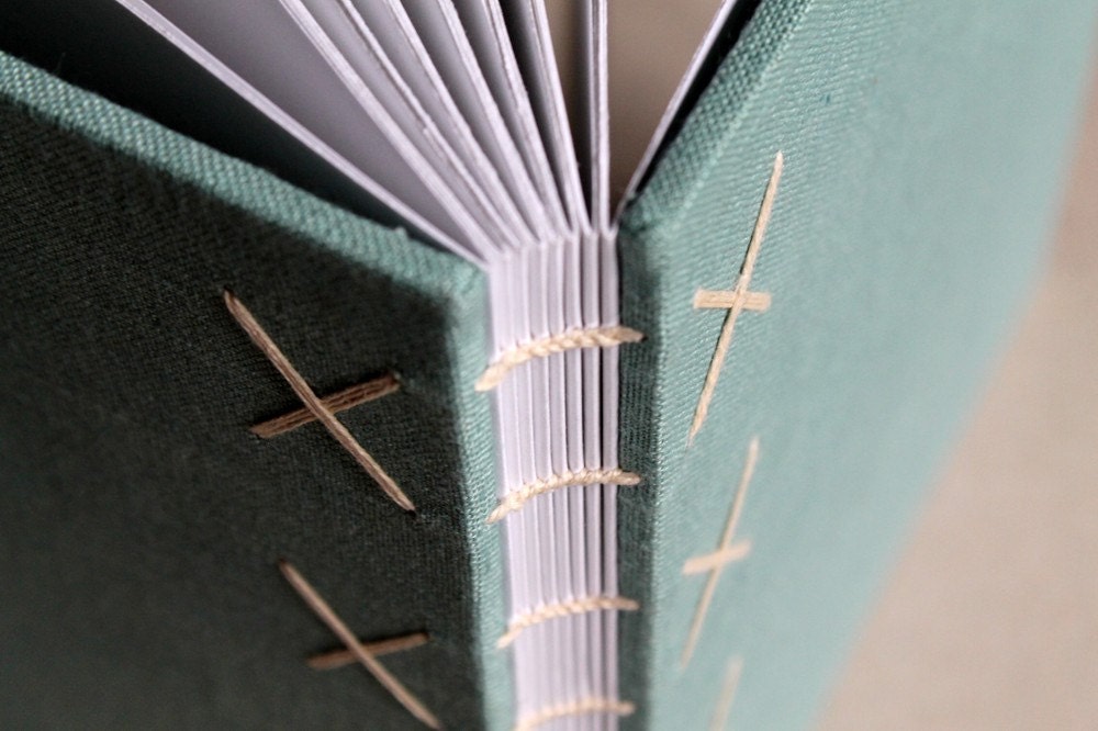 Large Coptic Bound Journal in Light Turquoise Linen