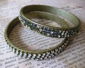 An evening in the Emerald City - vintage Austrian crystal rhinestone bangle bracelet