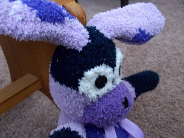 Sock puppy dog purple blue white Stuffed Animal Doll Baby Toys handmade