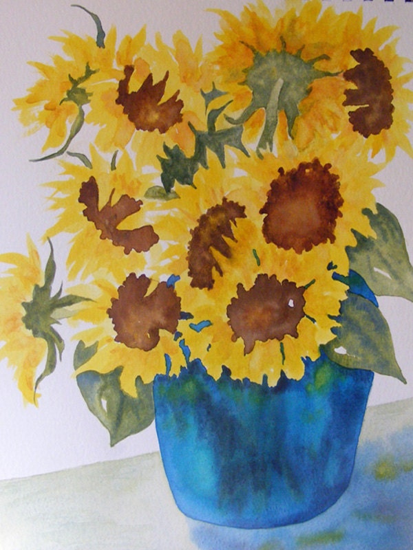 Watercolor Painting of Sunflowers-Sunflower Serenade