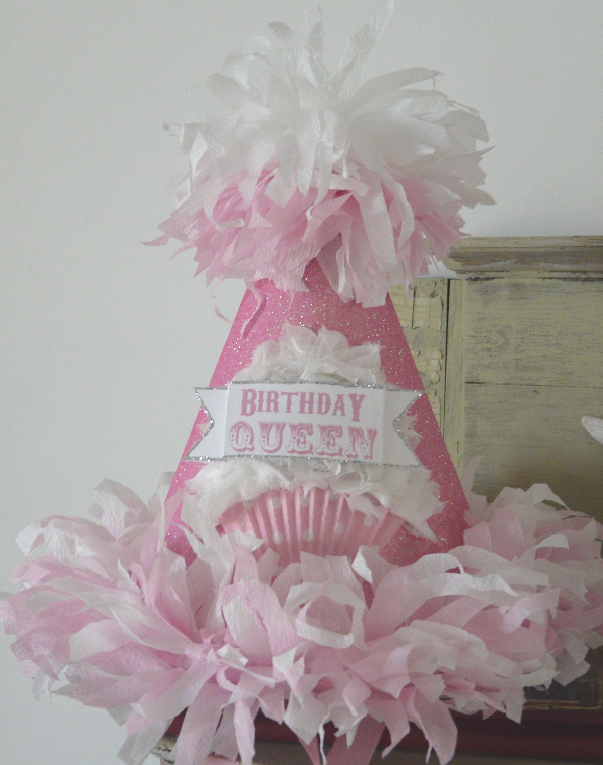 Birthday Queen Chiffon Cupcake Birthday Party Hat custom to match Pettiskirt, TuTu, Photprop