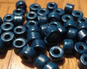 25 DARK TEAL BLUE Mykonos Greek Ceramic 6x4mm Mini Tube Beads