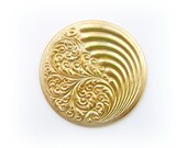 1 - Round Retro Wind and Waves Raw Brass Charms and Jewelry Findings (C-14)
