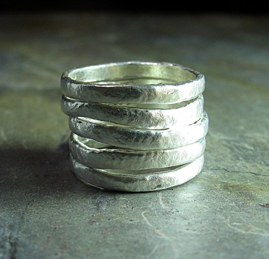 Stacking Rings Textured  Rustic  - Summerlight