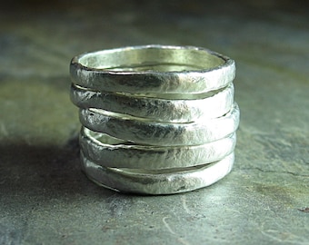 Stacking Rings Textured  Rustic  - Summerlight