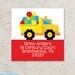 Return Address Sticker . Favor Sticker . Gift Tag . Dump Truck with Balls