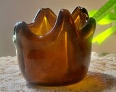 Recycled Amber Glass Bottle Kilnformed Candle Holder