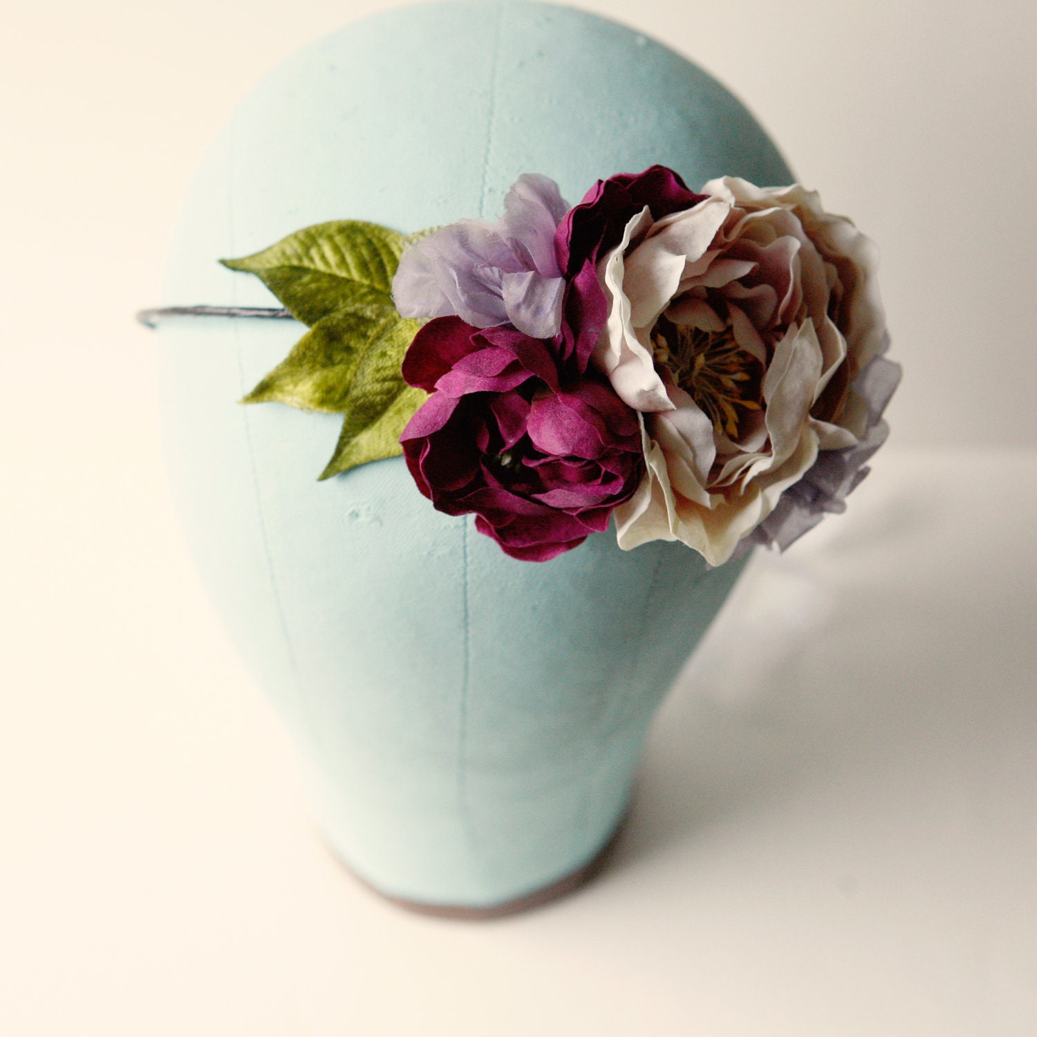 purple flower fascinator, bridal hair crown - AUTUMN AIR