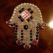 Shabby Chic Vintage Style Stained Glass Mosaic Hamsa OOAK