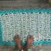 Turquoise, Brown and White Crochet Doormat READY TO SHIP