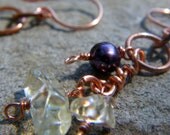 Redbud Blossom Earrings - Citrine, Pearl and Copper