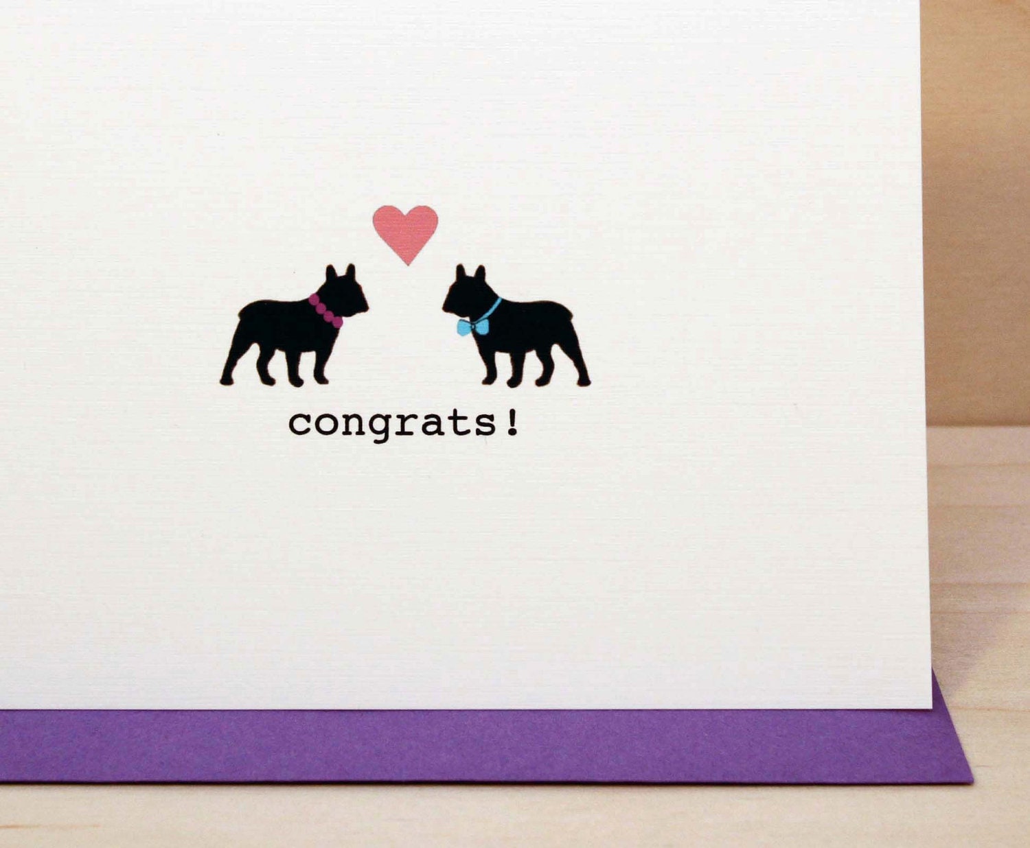 French Bulldog congratulations greeting card - wedding card - engagement card