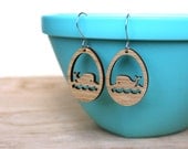 Whale Earrings - Bamboo earrings lightweight eco-friendly