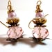 Dusty Rose Earrings, Pink White Antique Gold Vintage Inspired Glass Beaded Earrings, Pastel