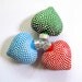 Little Dotted Heart Ornaments: Three Hand painted Puffy Glass Hearts Christmas Tree Ornaments