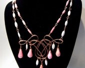 Coral and Mother-of-Pearl Celtic Swirl Necklace set