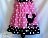 Minnie Mouse Inspired Dress Pink Toddler Girls Childrens Clothing, Personalized Applique Ruffled Dress Size 1, 2, 3, 4 Spring Summer