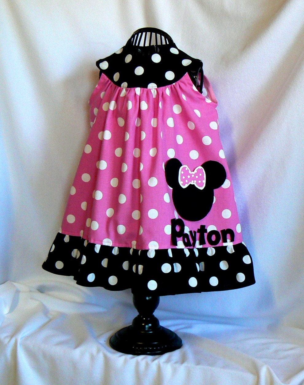 Minnie Mouse Inspired Dress Pink Toddler Girls Childrens Clothing, Personalized Applique Ruffled Dress Size 1, 2, 3, 4 Spring Summer