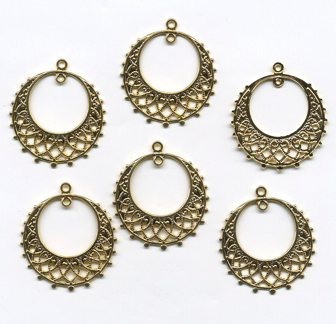 Vintage Brass Hoop Earring Stampings - 25mm - Gold Color Plated