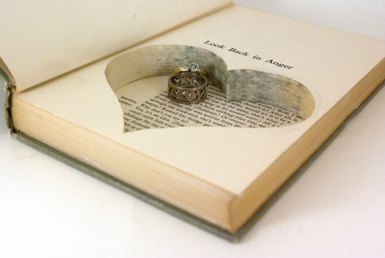 Wedding - Vintage Hollow Book Safe with Heart - Three Plays - christmasinjuly