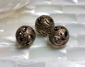 Bead round Fancy Scroll Bronze 15mm 1pc