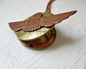 Vintage Brass Locket. Thunderbird Protection Amulet. Arrow Shield Tribal Necklace