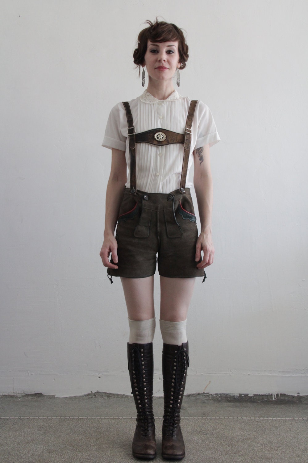 Vintage Lederhosen . Harness . Suede Shorts . Made in Germany . Mountain Wear - VeraVague