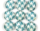 Fridge Magnets or Marble Decorative Push Pins Set - Houndstooth in Blue and White