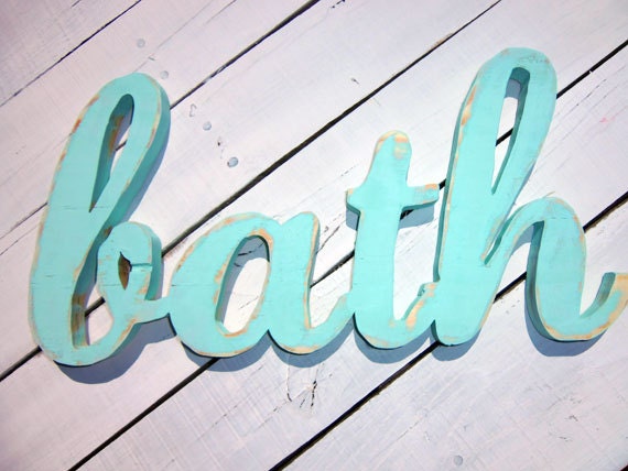 Bathroom Art wood sign - Wood Words - BATH Wall Decor