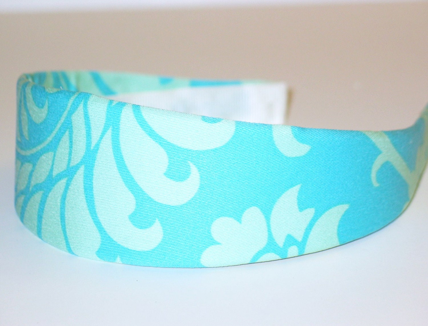 Fabric Covered Headband - Amy Butler Bali Gate in Turquoise, Wide Headband for Women or Girls