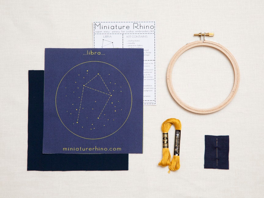 Libra Zodiac Embroidery Kit - diy constellation embroidery kit