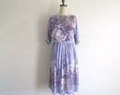 vintage 1970s dress / purple ( GOLD FRONDS  )