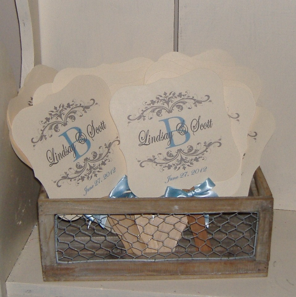 Wedding Fans with Monogram - 100 fans