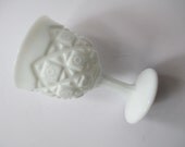 Vintage Westmoreland Old Quilt Milk Glass Water Goblet