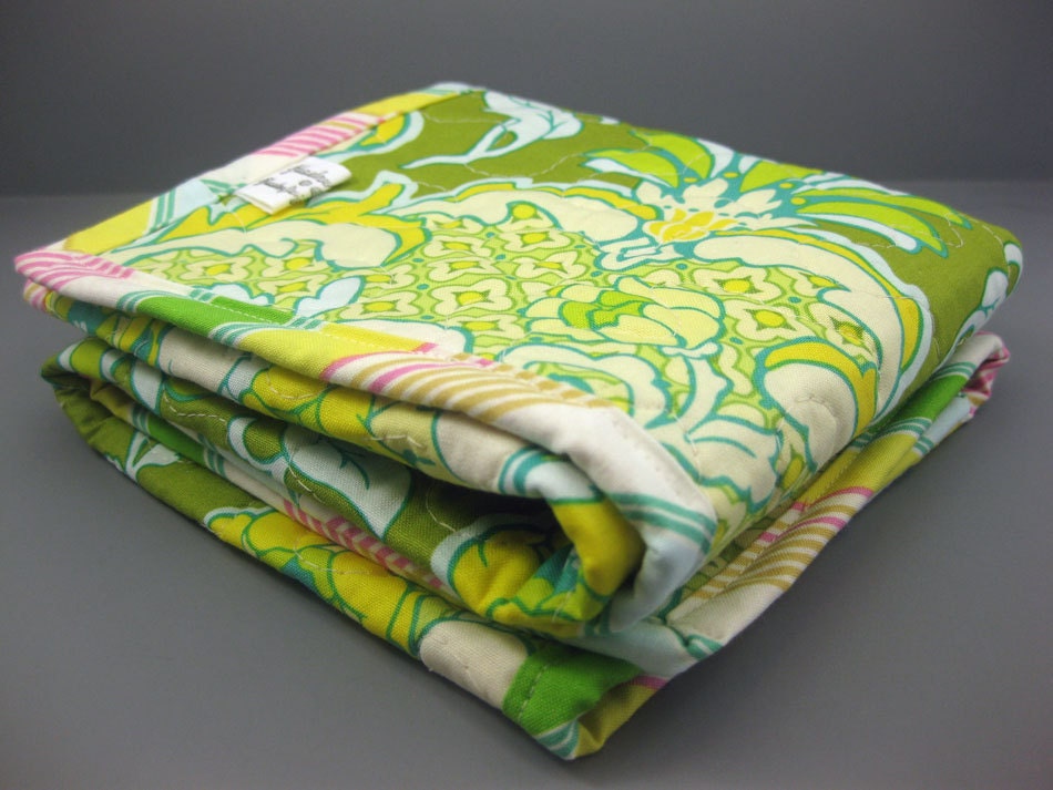 Stroller Quilt - Carseat Quilt - Blankie - Quilted Changing Mat -  Baby Girl Pop Garden by Heather Bailey