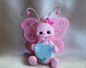 butterfly cake topper birthday Christmas ornament   polymer clay personalized  gift insect pink gift