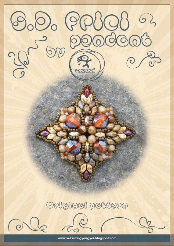 pendant tutorial / pattern S.D. Frici pendant with superduo...PDF instruction for personal use only