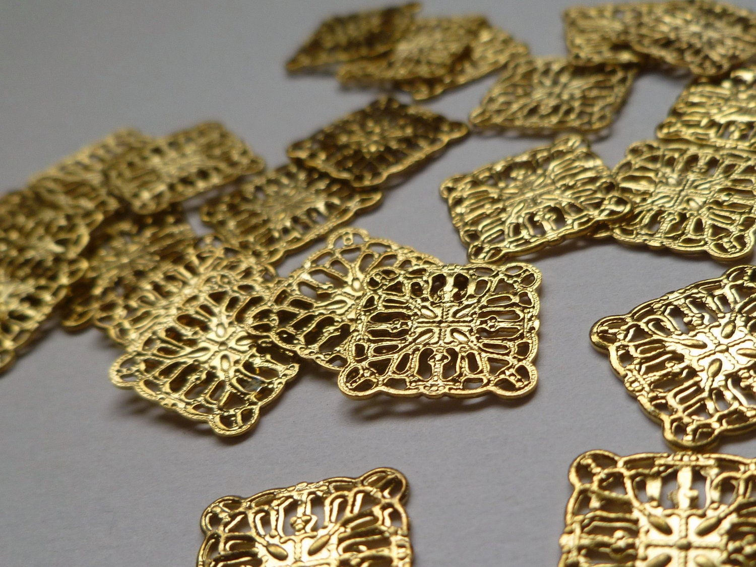Filigree Components 11mm square stamping- pkg of 25
