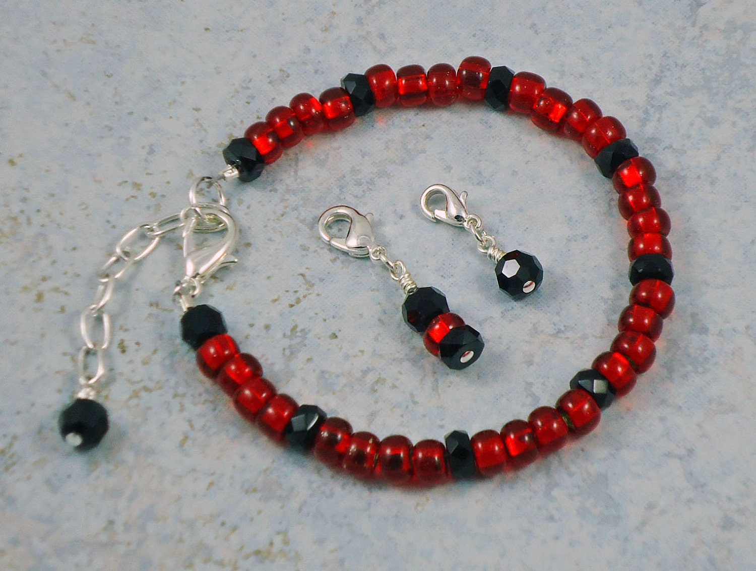 Points Tracker Calculator Calorie Counting Beadwork Bracelet Red