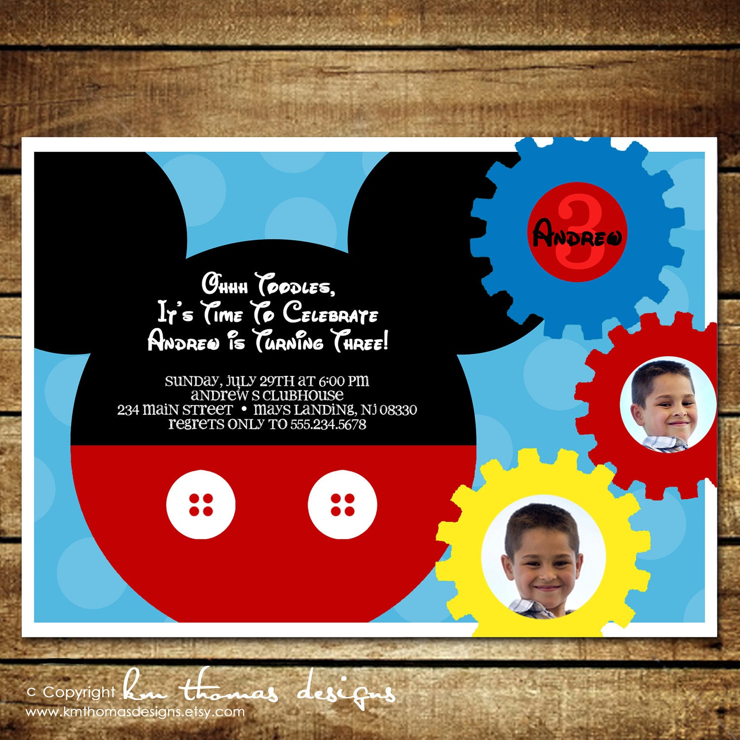 MICKEY MOUSE...Custom Printable Birthday Invitations...by KM Thomas Designs Il_570xn