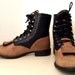 Broken In Lace up cowboy boots with fringe -- black and brown