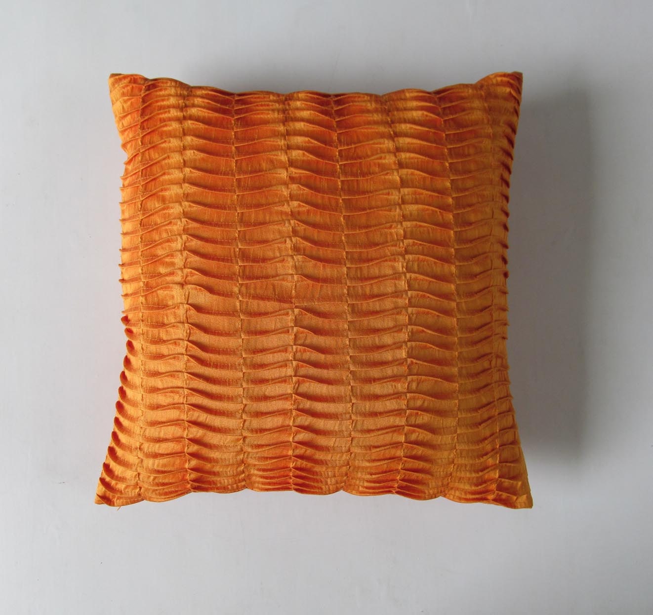 golden orange pillow cover 18 pleated- textured cover IN STOCK