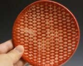 Small red basket weave dish