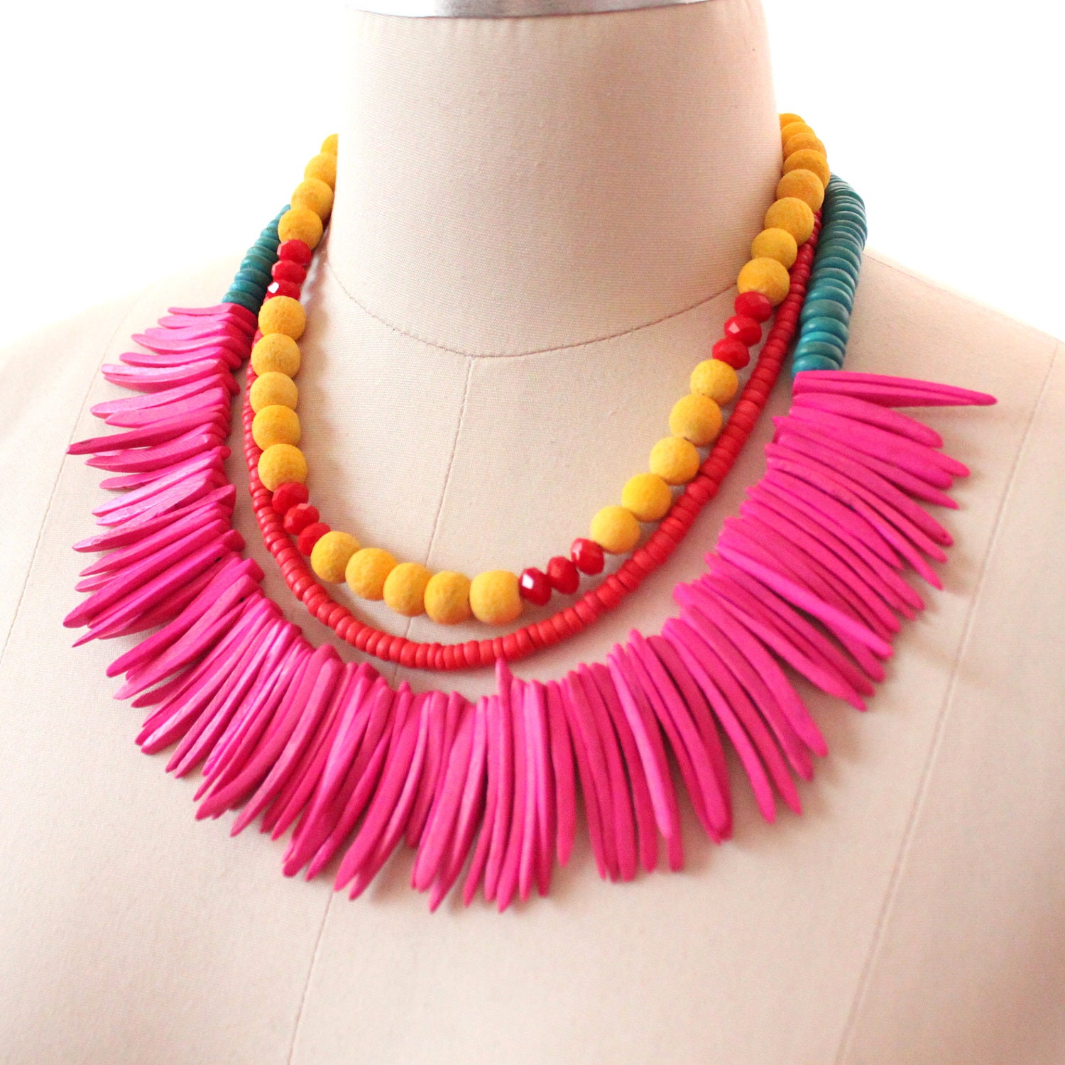 The Sun Dancer - A Tribal Necklace in Neon Colours