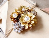 Floral Fiesta Hair Clip Or Brooch - A Vintage Inspired Floral and Crystal Head Piece -  Perfect for weddings