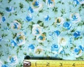 New Cotton Print Fabric Blue Floral on Mint Print Lightweight Summer Flowers 2 3/4 Yards 2.75 Yds Yardage