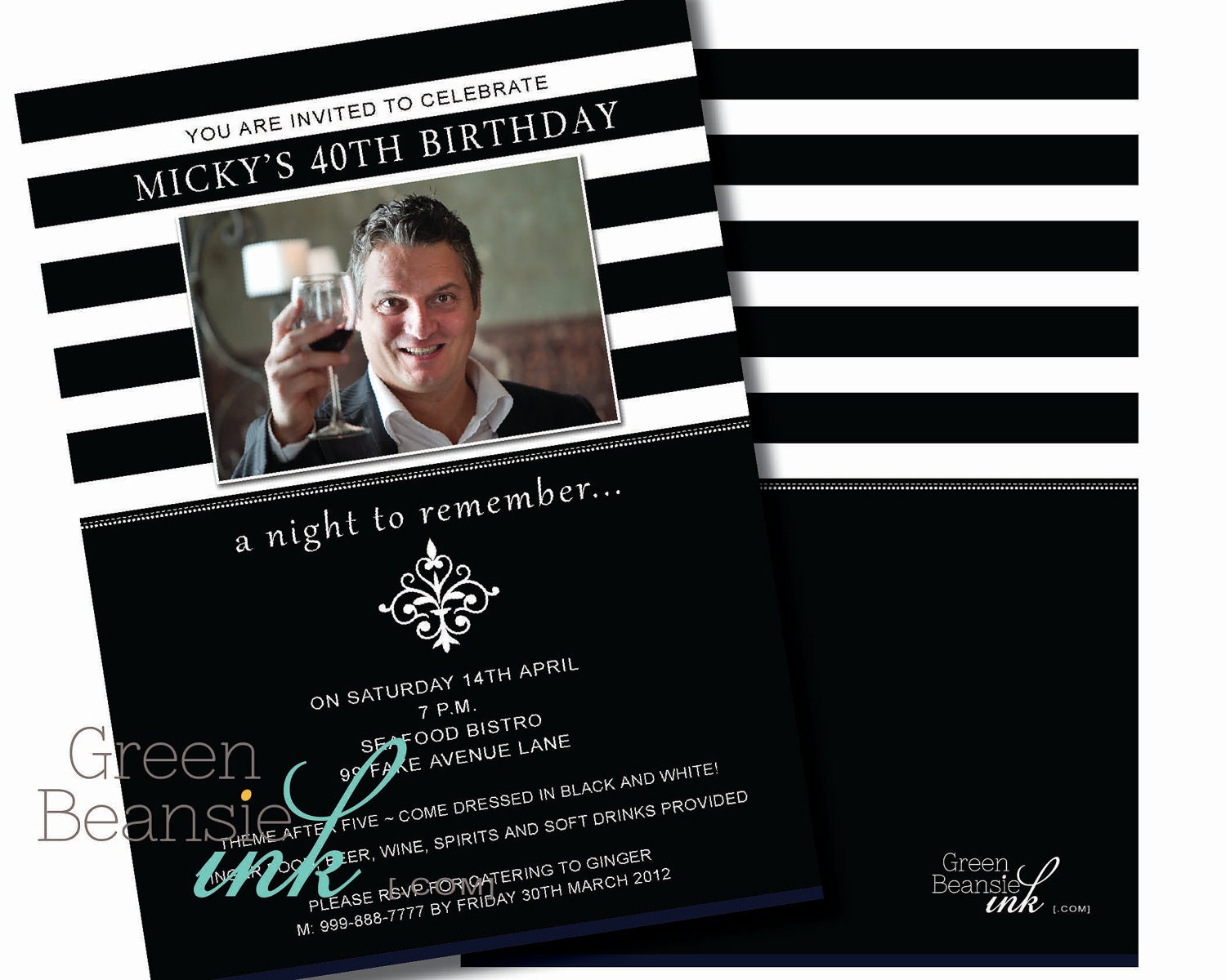 GLAM BLACK & WHITE Printable Party Invitation Il_170x135